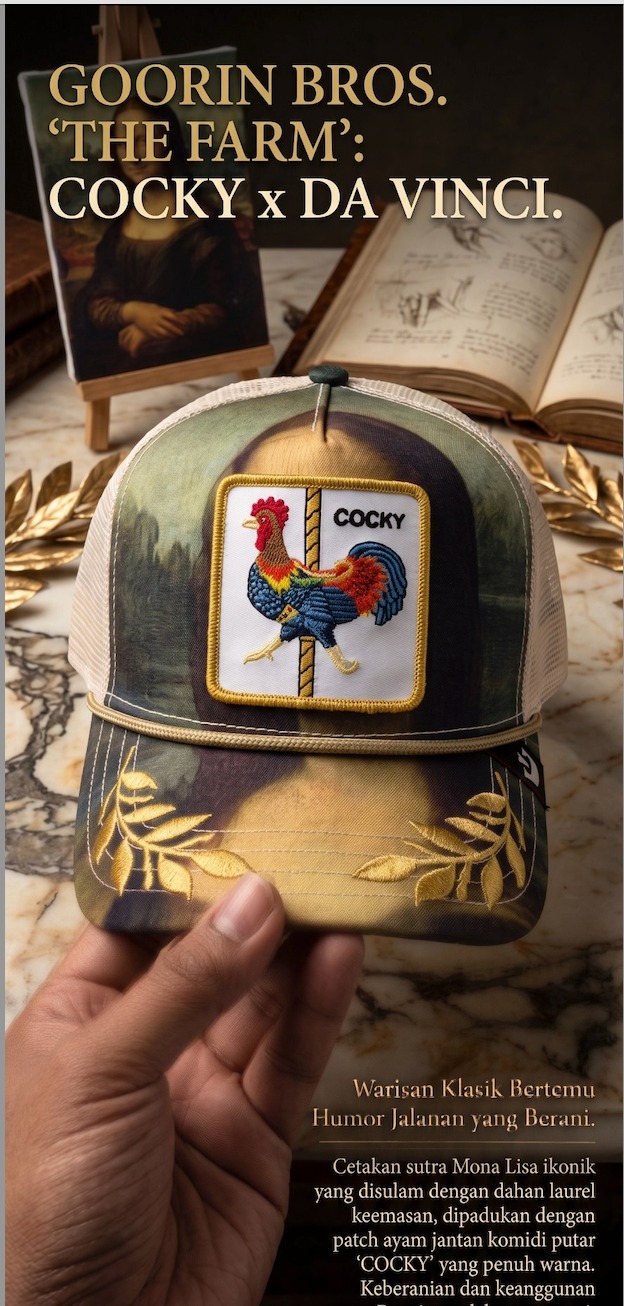 Topi Goorin Bros The Farm Cocky x Da Vinci Trucker Cap Original Premium