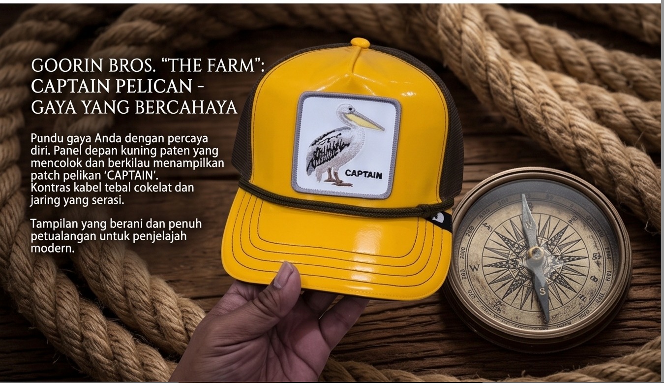 Topi Goorin Bros The Farm Captain Pelican Yellow Trucker Cap Original